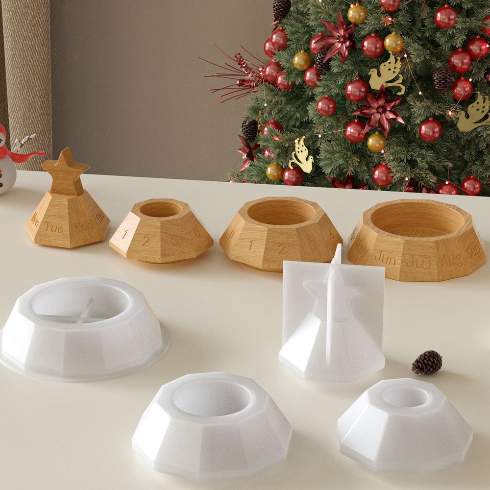 Christmas Tree Shaped Silicone Mould DIY Stackable Storage Box Mold for Jewelery
