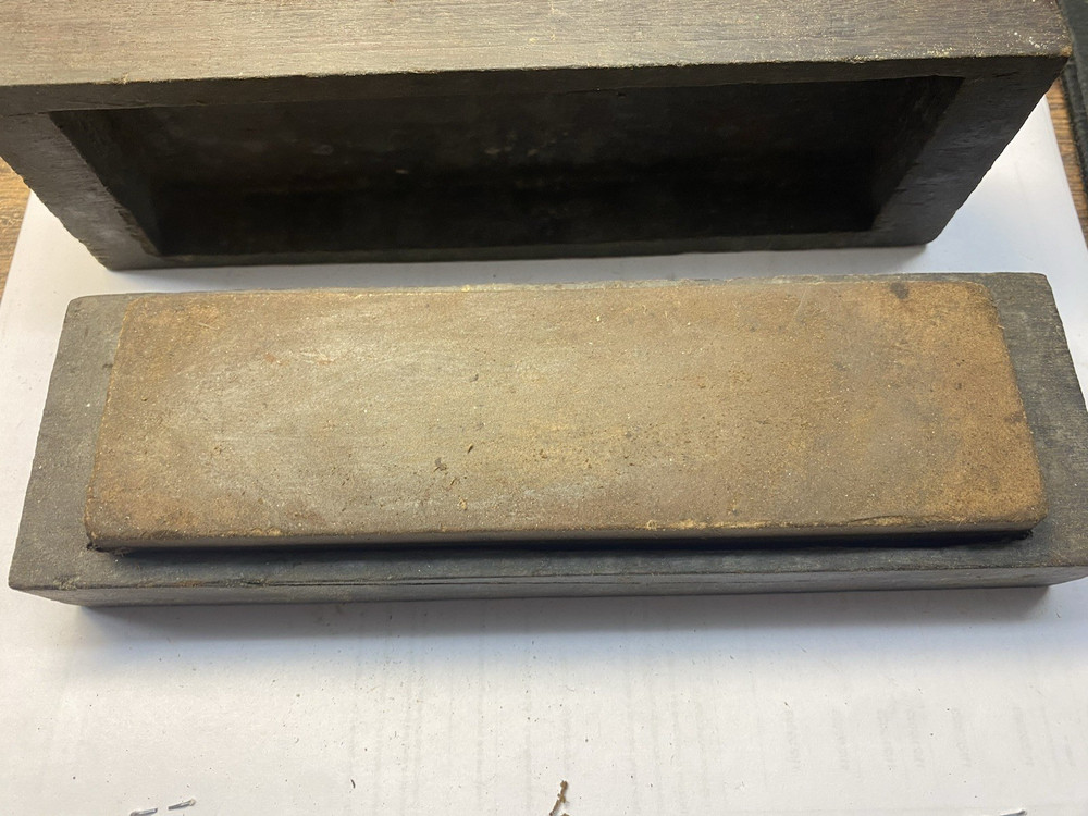 Vintage Double Grit Sharpening Stone in Wood Box