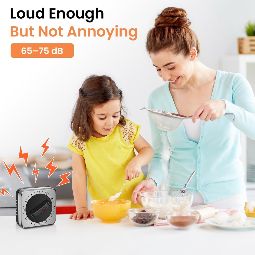 Mechanical Kitchen Timer with Magnet: Wind Up Cooking Timer Clock with Loud A...