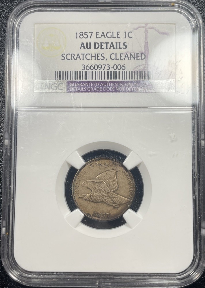 1857 1C Flying Eagle Small Cent NGC AU Details