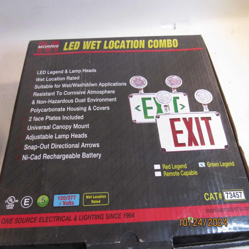 Morris LED Wet Location Exit And Emergency Light Combination #73457