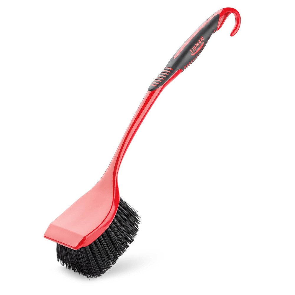 Libman High Power Scrub Brush Red & Black Long 3.75" Width