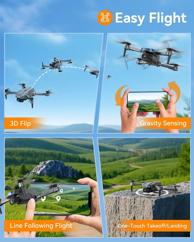 FERIETELF T29 Drone with Camera for Kids - Foldable Mini Drones Grey