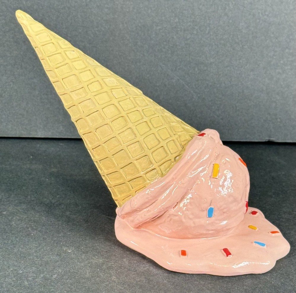 Faux Melting Ice Cream Cone Figurine