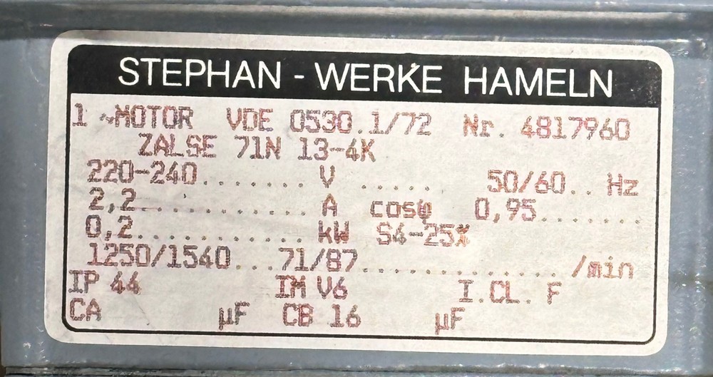 Stephan-Werke 4817960 AC Motor 0.2kW
