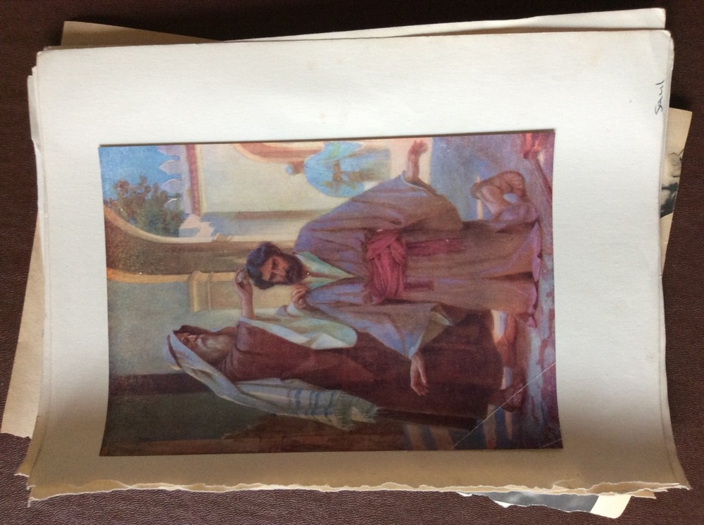 ea4 vintage book plate  biblical -  saul