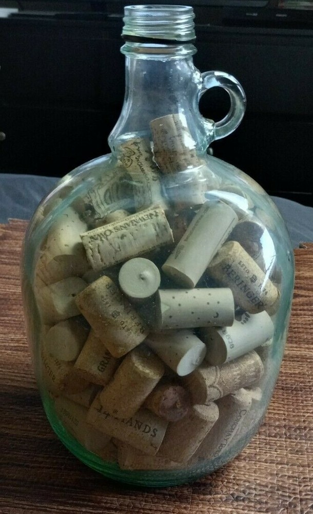 One Gallon Jar with Wine Corks Great for Home Decor