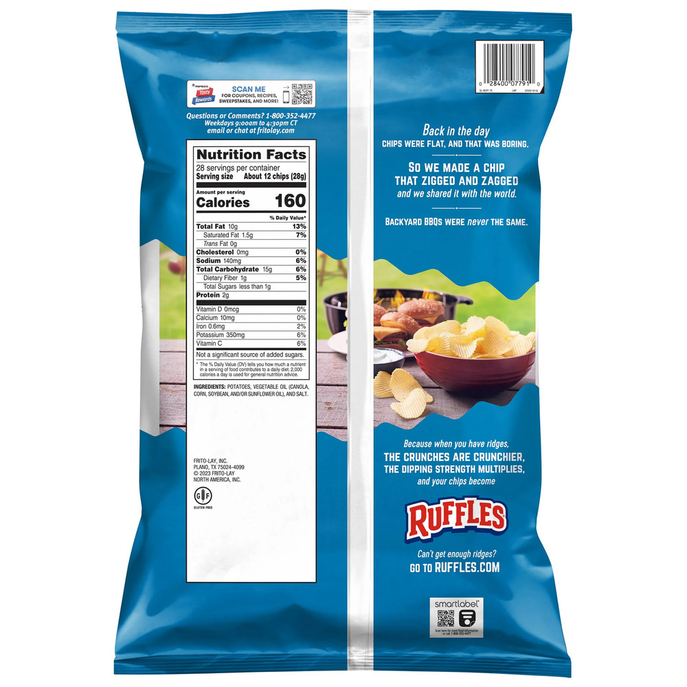 Ruffles Potato Chips, Original, 28 oz