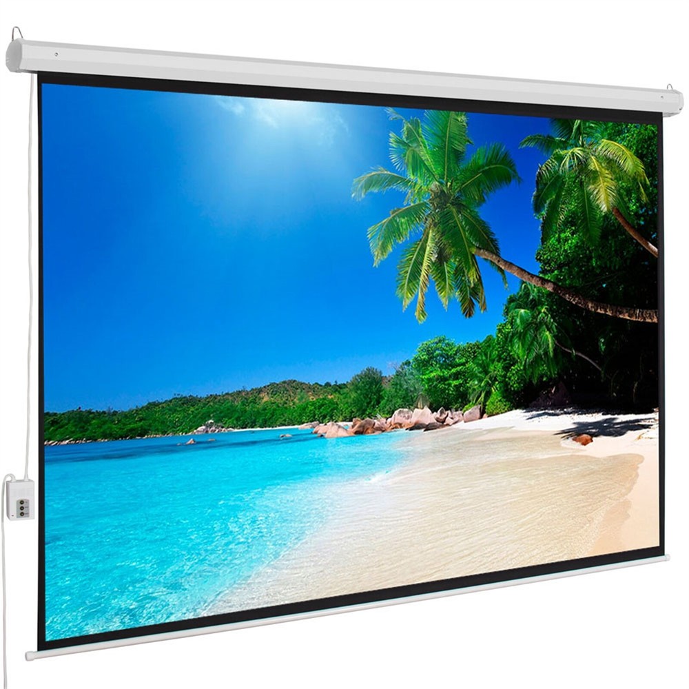 100'' HD Pull Down Outdoor Projector Screen Home Theater with Remote Control