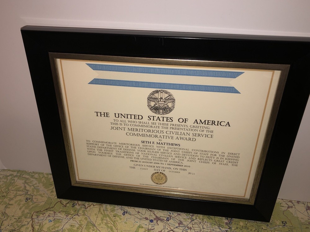 CJCS - JOINT MERITORIOUS CIVILIAN SERVICE COMMEMORATIVE CERTIFICATE ~ Type-1