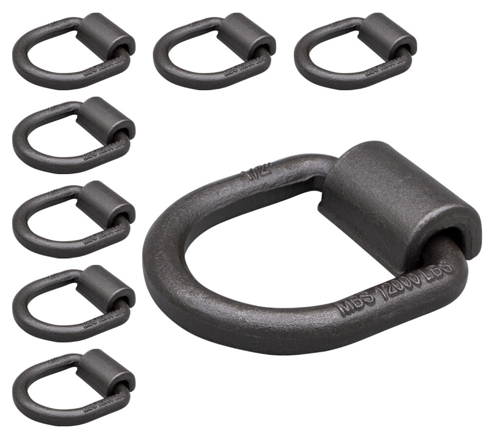 (8 Pack) 1/2" Heavy Duty Weld-On Forged D Ring 12,000 Lbs