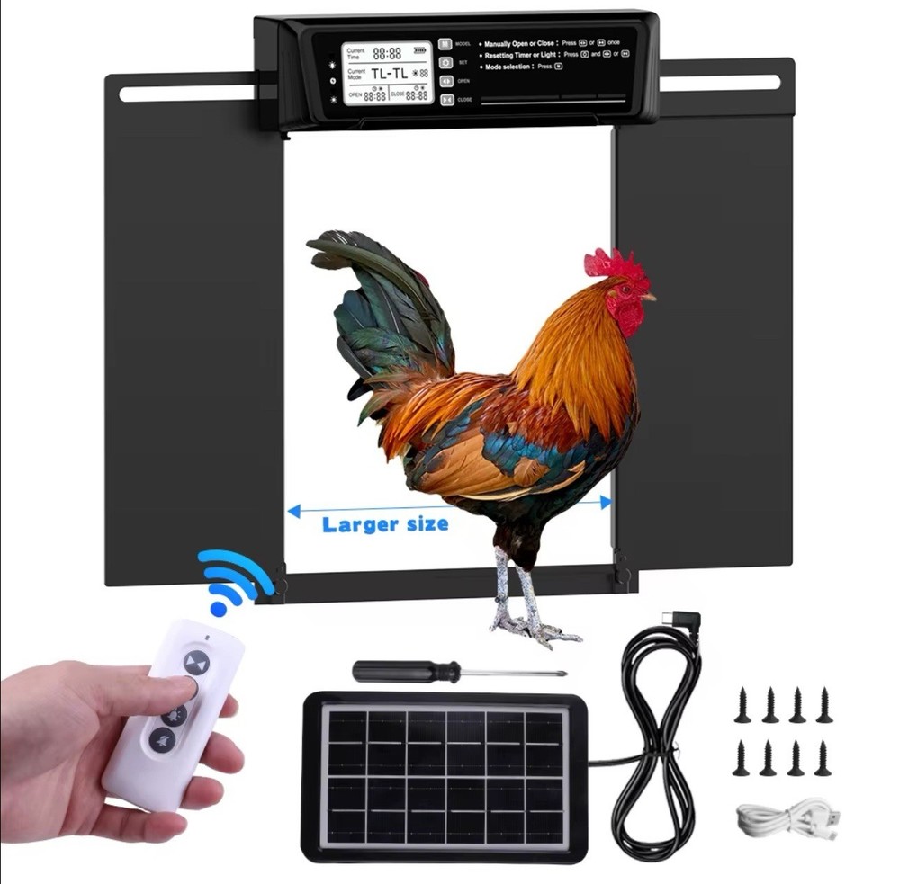 Automatic Chicken Coop Door with Timer & Light Sensor Solar Panel Chicken Coop