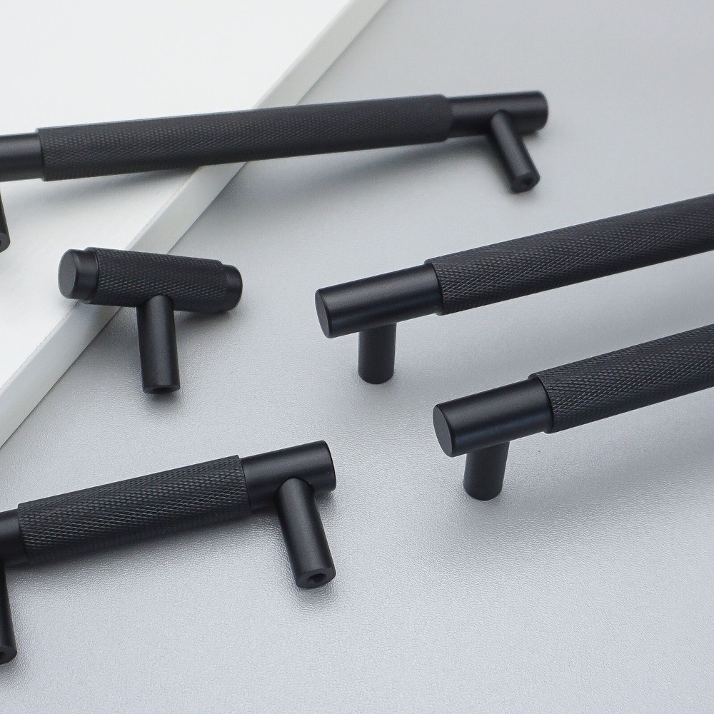Black Knurle Drawer Pulls Modern Cabinet Pulls knobs Dresser Knobs Wardrobe Pull