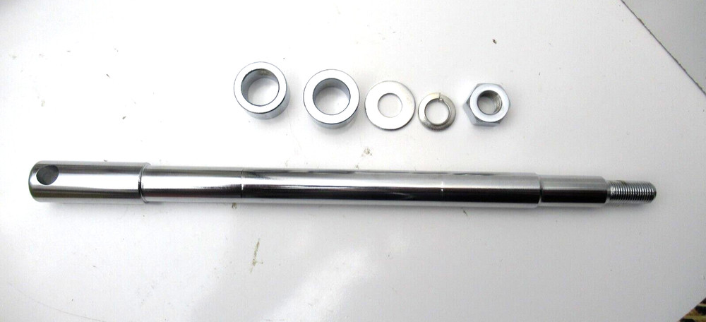 CHROME AXEL, SPACERS, WASHERS, NUT, HARLEY WIDEGLIDE FRONT, 3/4" AXEL