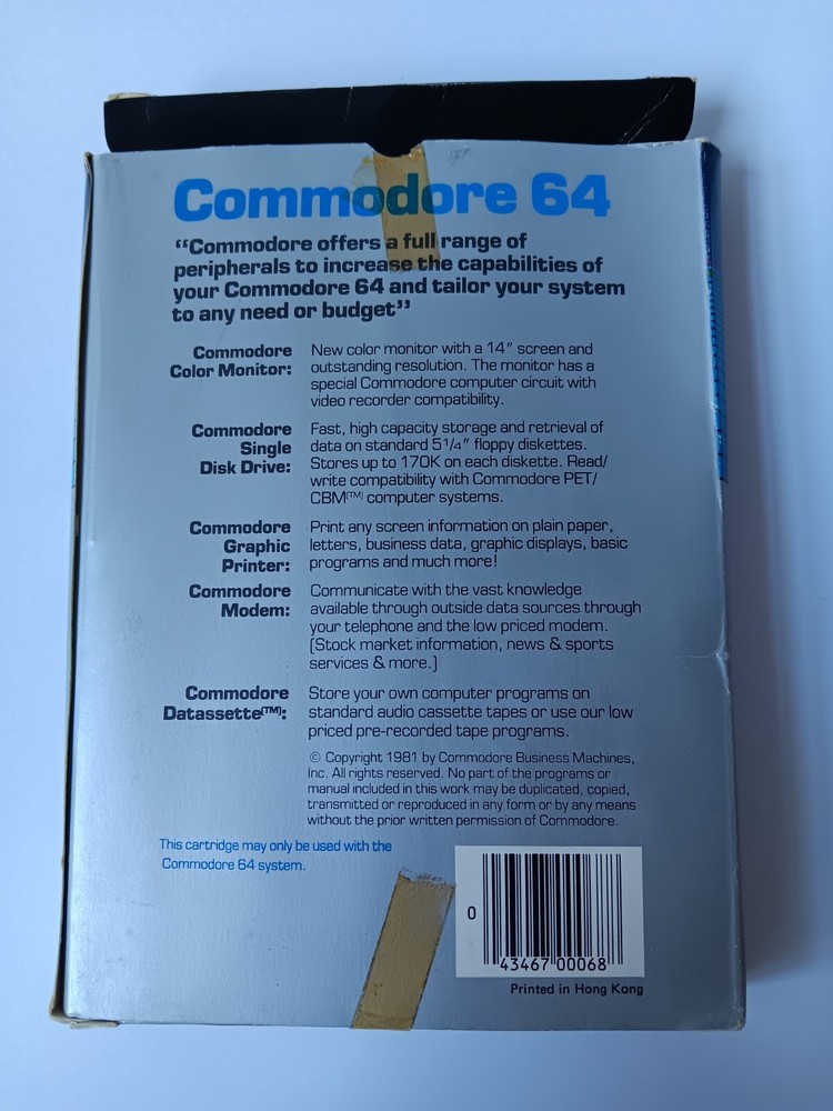 Commodore 64 Speed/Bingo Math Computer Game Cartridge Tested/Works Box Damage