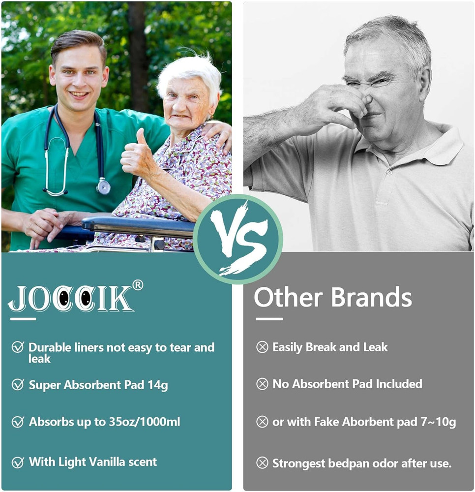 Commode Liners for Bedside Commode with Super Absorbent Pad 50 Pack Disposable B