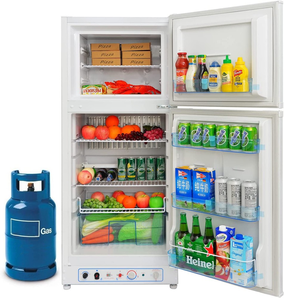 SMAD 2 Way Fridge Top Freezer Propane Refrigerator Off-grid White 6.5 cu ft