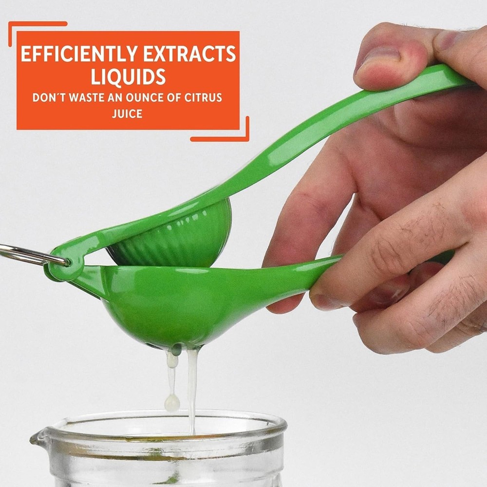Efficient Manual Lime Squeezer with Hanging Ring, Durable Green Aluminum