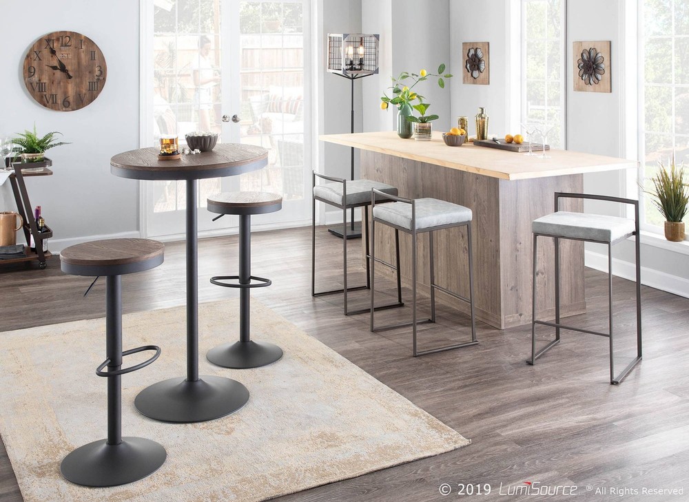 Dakota 27"W Brown Gray Adjustable Round Bar/Dinette Table