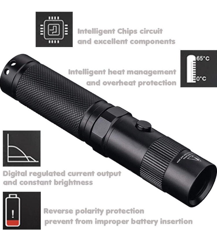 LIGHTFE UV Flashlight 395nm UV Black light UV302A
