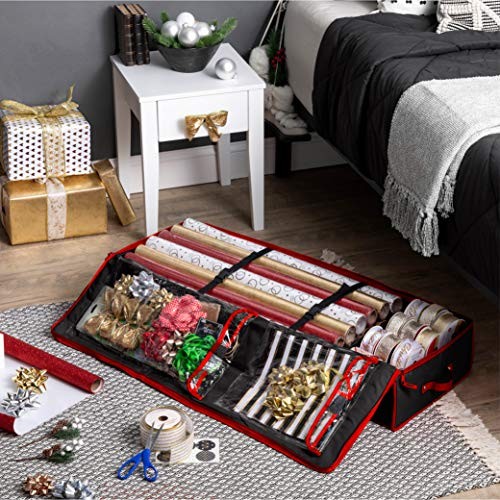 Gift Wrapping Paper Organizer Storage - 40" Gift Wrap Storage Black/Red