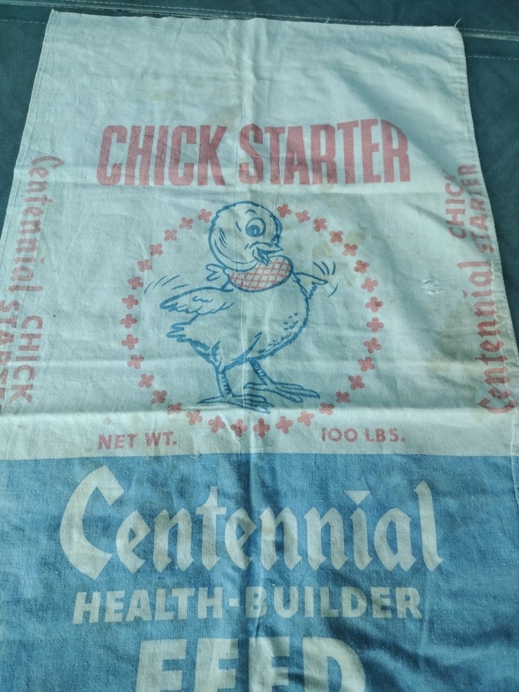 Antique Centennial Chick Starter Feed Sack Seattle 100 Lbs Great Graphics