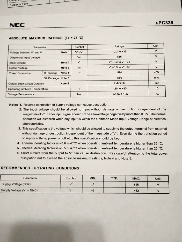 NEC UPC339C Low Power Quad Comparator IC