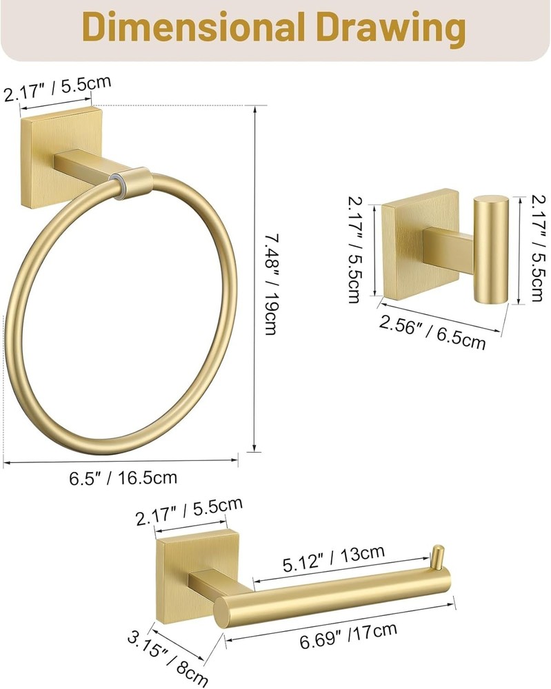 Missing Hardware 4 Piece Bathroom Includes Towel Ring Hooks Toilet Paper holder