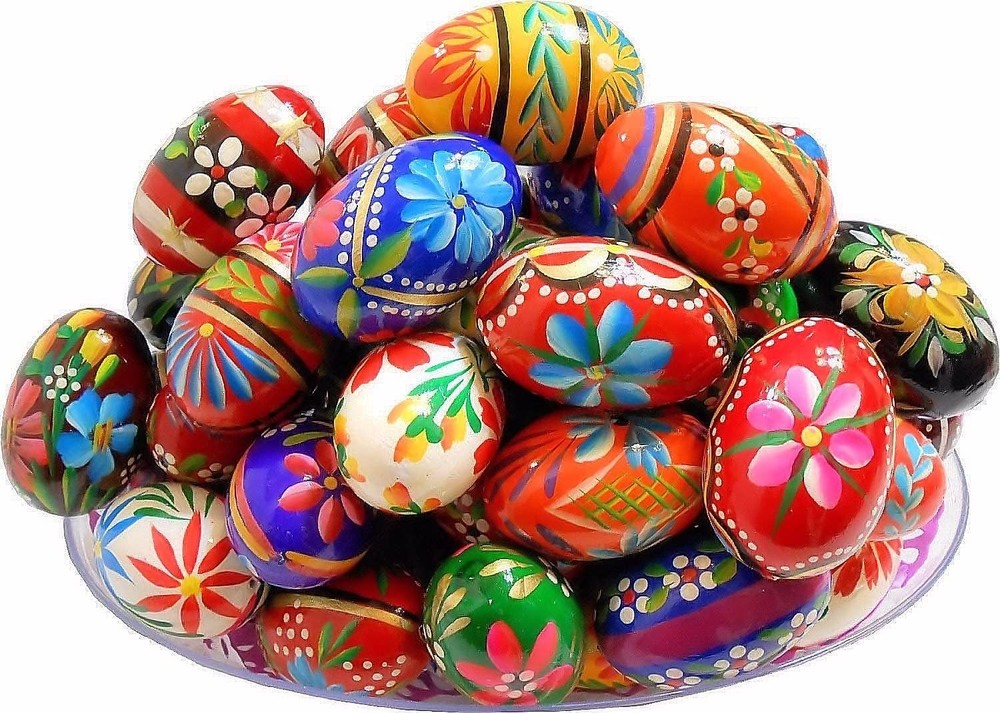Polish Easter Hand Painted Wooden Eggs Pisanki Decorative Eggs for Easter Set...