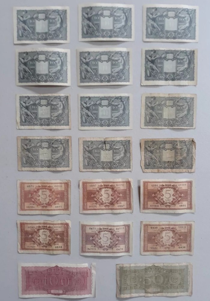 Antique European Paper Bills, Lire, Italy