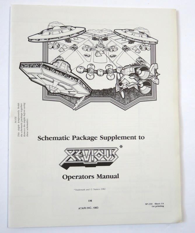 Atari XEVIOUS Schematic Pack Supplement SP-230 to 1983 Operators Manual