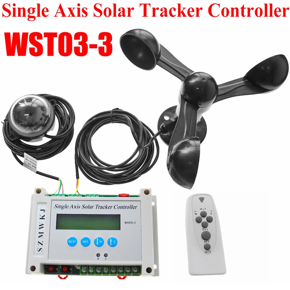 LCD Single Axis Solar Tracker Controller &Light Sensor &IR Remote &Anemometer EL