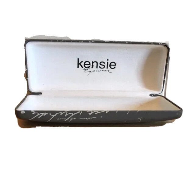 Designer KENSIE Sunglasses Hard Case Gray & White Clam Shell Felt Inside NICE