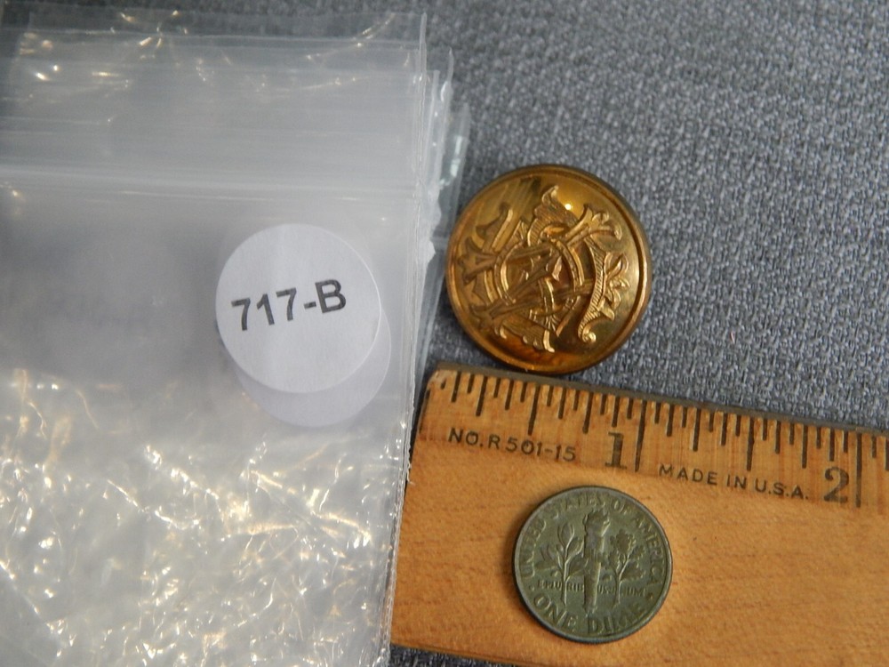 Vintage Uniform Livery Button Back Marked Aprx: 1" #717-B