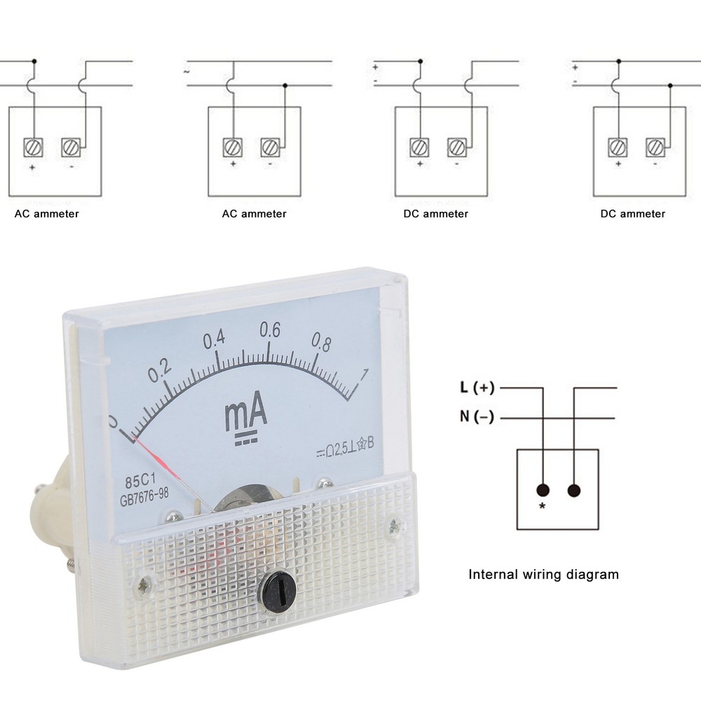 85C1 DC 0~1MA Pointer DC Ammeter Current Measuring Meter Pointer DC Ammeter