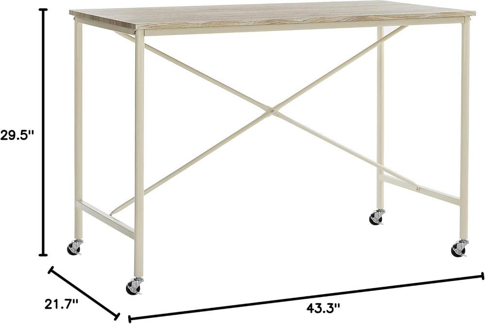 Modern Rustic Brown & Cream Rolling Desk for Home Office - Callie Collection