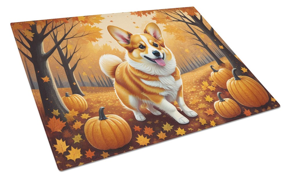 NEW Corgi Fall Glass Cutting Board Decorative Tempered Glass Kitchen Cutting