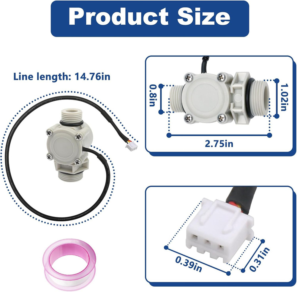 FSA QC MEDLRG Tankless Water Heater Flow Sensor Fits for Ecosmart ECO 18, ECO 24