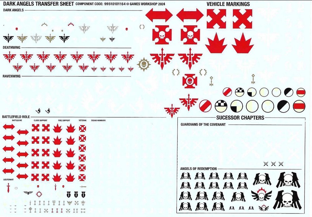 Dark Angels - Transfer Sheet/Decals - Warhammer 40K