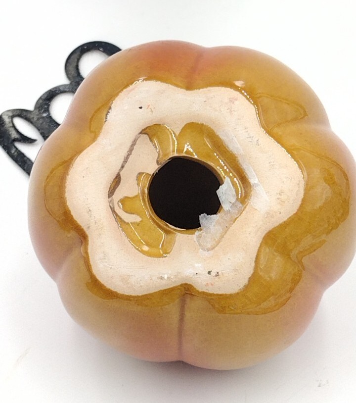 Halloween Ceramic Autumn Fall Pumpkin with Removable wire "BOO" Decorative