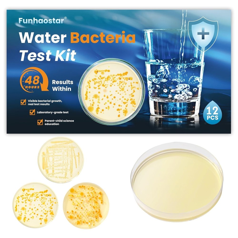 Water Bacteria Kit 12 Tests Detect E.coli, Coliform, All Bacteria