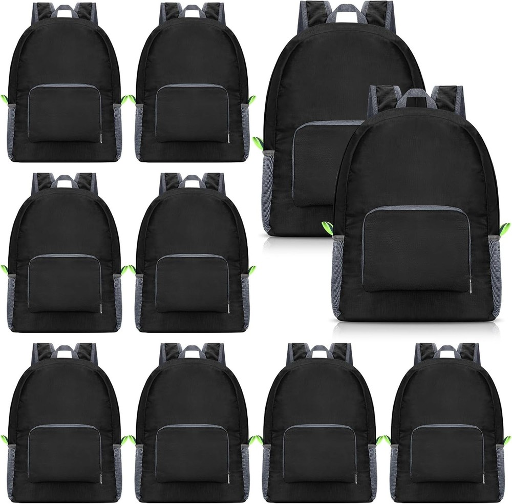 Jexine 10 Pcs Backpacks in Bulk 16.5 Inches Back Pack Basic Backpack Black