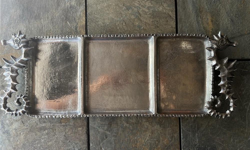 Mudpie Vintage Silver Seaside Serving Tray