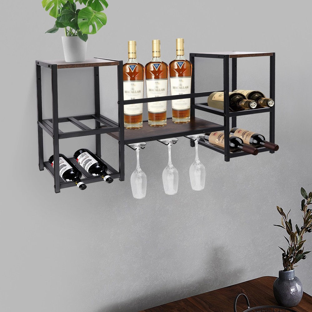 Wine Rack Wall Mounted, Wine Storage Display Rack, Industrial Wall Mounted Rack.