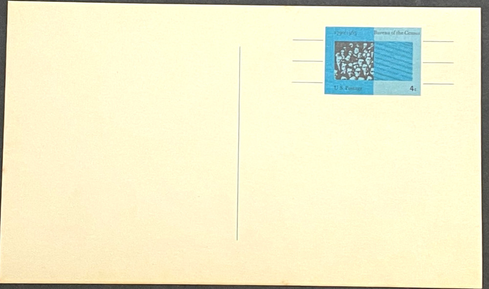 US UX 53 Postcard Precanceled with 3 bright blue printed lines