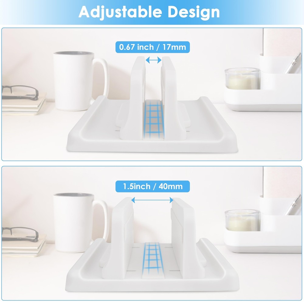 Vertical Laptop Stand [New Version: Two More Rubber Pads & Hex Key Storable D...