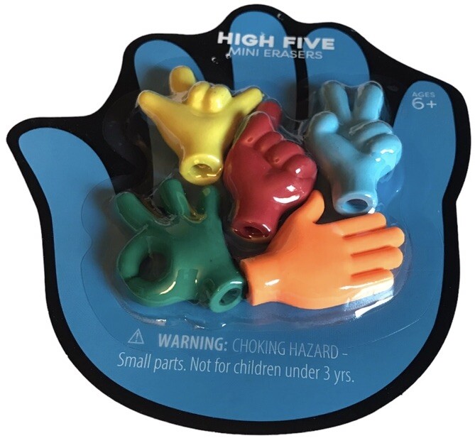 5 Piece High Five and Sign Language “Be Kind” Mini Erasers