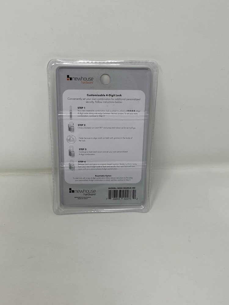 Newhouse Hardware Improved 4-Digit Combination Lock, Black