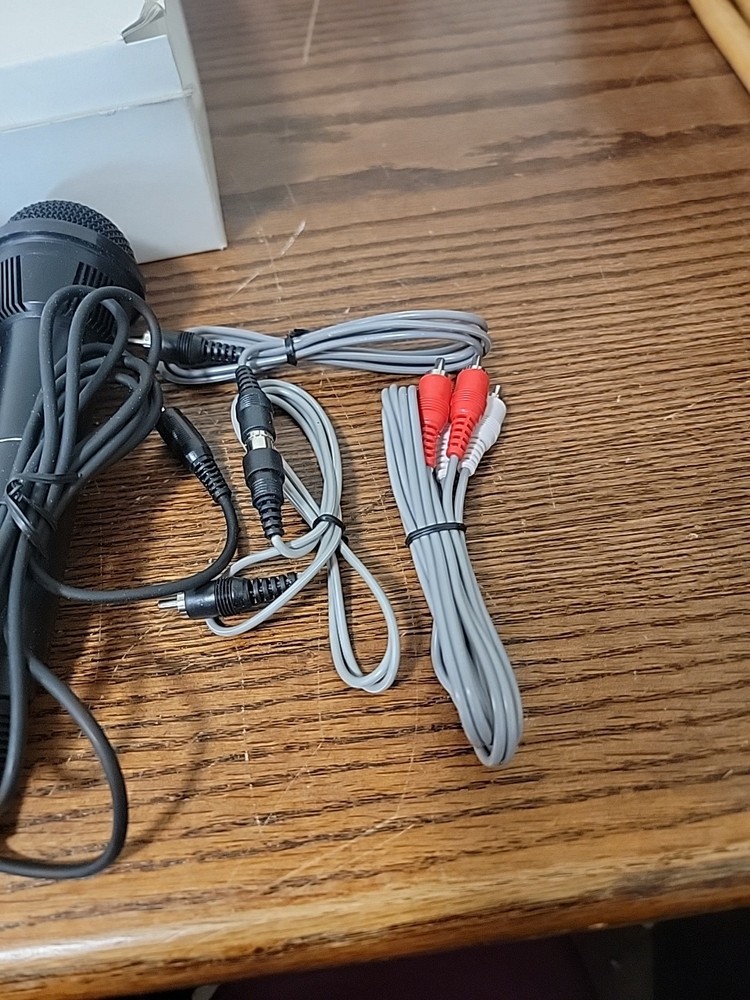2 Plastic Microphones Classic with Cable And Stands Untested