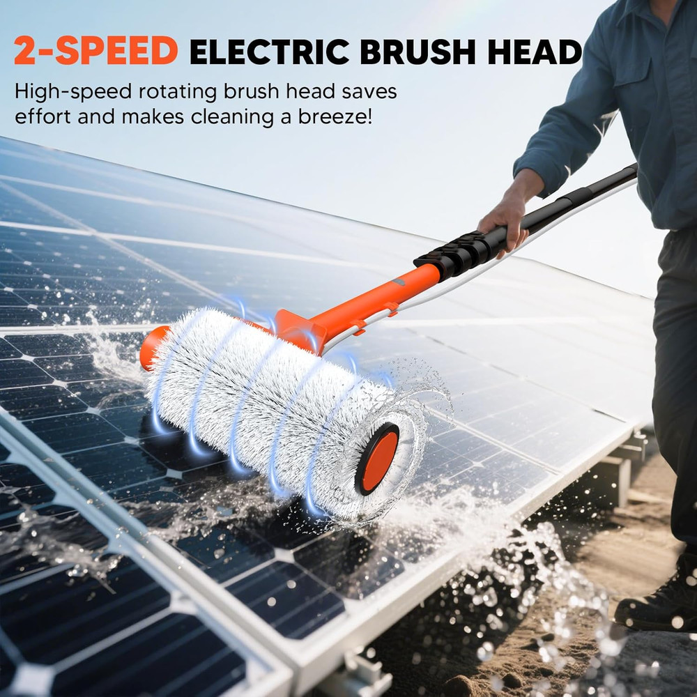 Electric Solar Panel Cleaning Brush: 20FT Adjustable Water Fed Pole Solar Panel